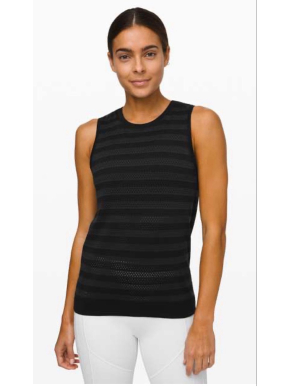 Lululemon Breeze By Muscle Tank Striped Black / Deep Coal Sz 6!